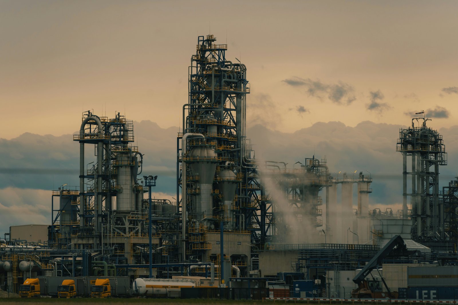 Industrial valves and pipework in a process plant